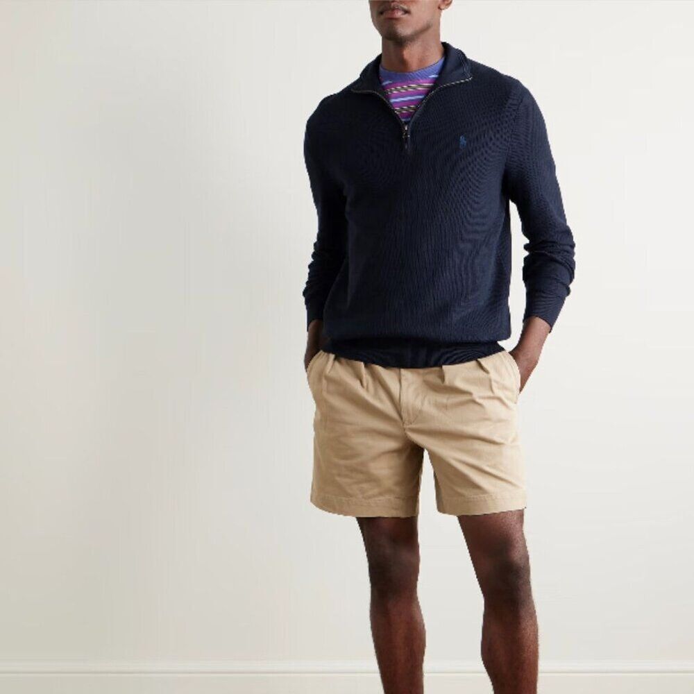 POLO RALPH LAUREN Logo-Embroidered Honeycomb-Knit Cotton Half-Zip Sweater